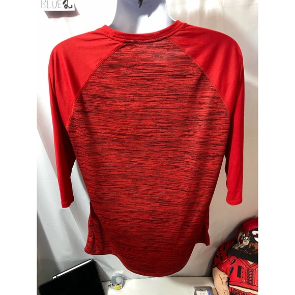 The Nike Tee Dri-Fit 3/4 Sleeve Mens Large Blue BSBL Baseball Swoosh T-Shirt - Picture 2 of 11